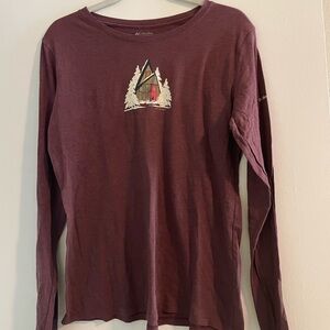 Columbia Burgundy Long Sleeve Tee with Cabin Design